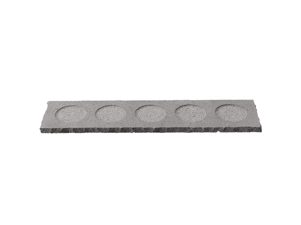 Tray 35x8cm H1cm 5 Compartments Raw Edges Lava Stone