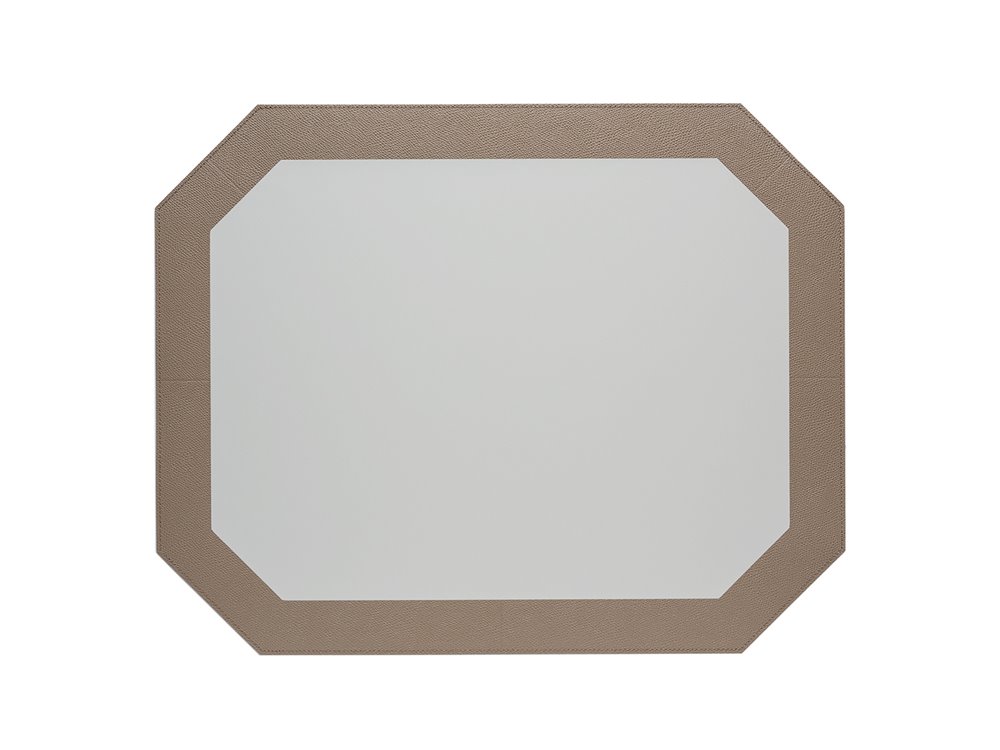 Set de table octogonal Vendome cuir Taupe/Gris clair 50x40cm