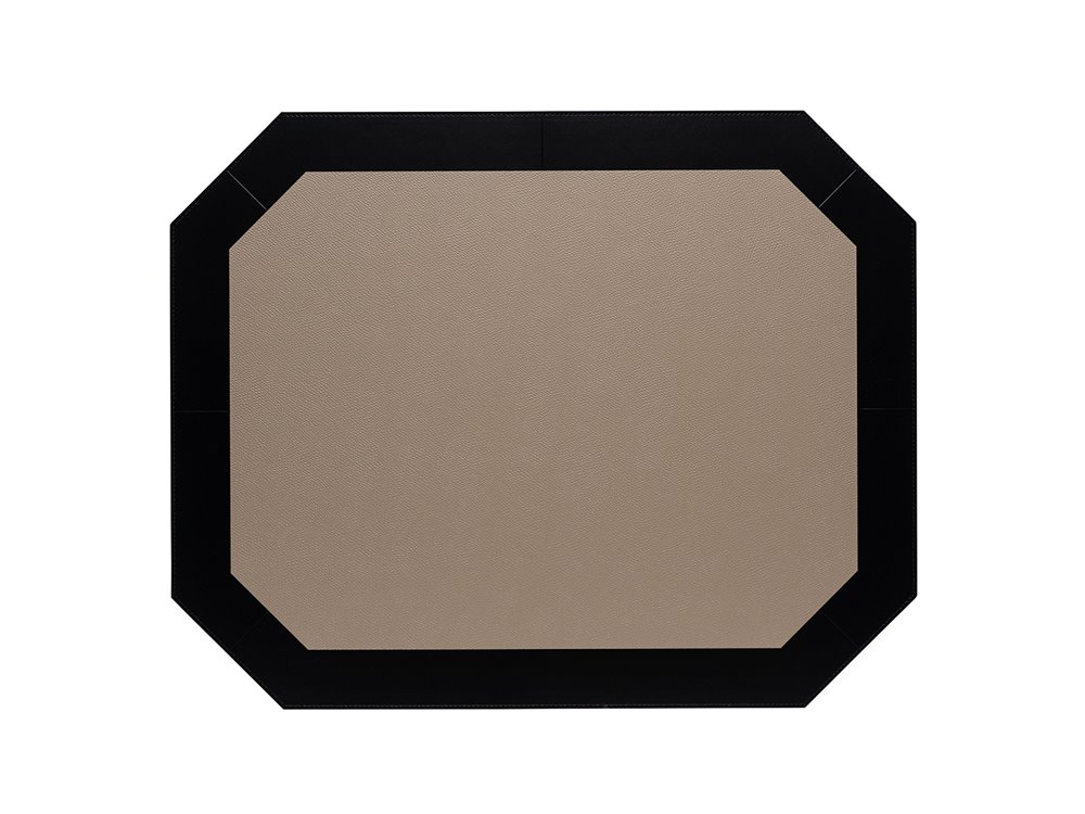 Set de table octogonal Vendome cuir Taupe/Noir 50x40cm