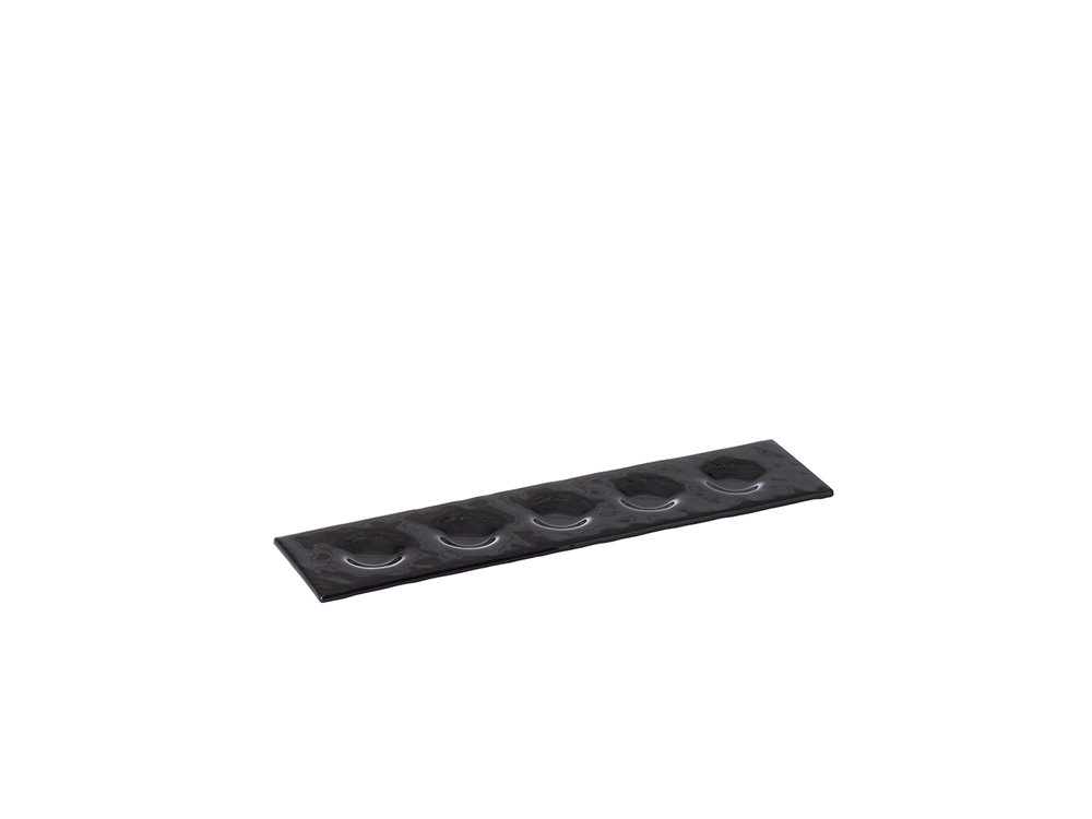 Black Glass Tray 5 Compartments 39x9cm